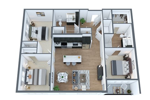 Floor plan for 3 beds, 2 baths, 1344 sqft